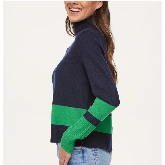 Filoro Addison Cashmere Striped Turtleneck Sweater NWT - Picture 3 of 5